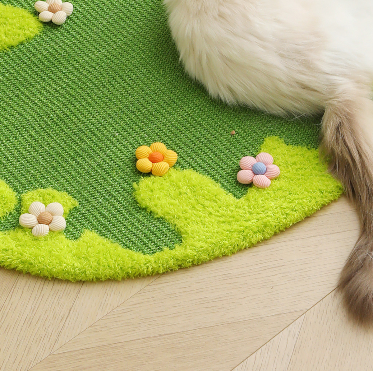 NUMERI® Flower Meadow Sisal Cat Round Scratching Rug  (81cm)